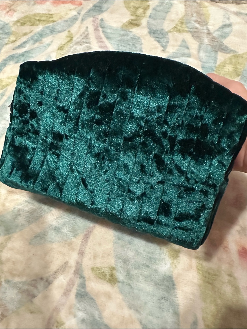 Plush Velvet Cosmetic Pouch in Emerald Green